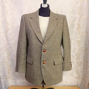 John Weitz Vintage Womens Blazer Wool Taupe Green Med/Large Academia Career